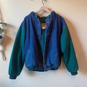 In Crowd Vintage Varsity Denim Jacket